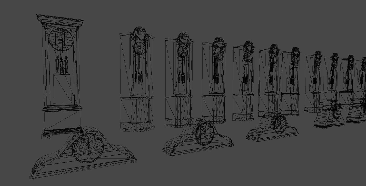 Clocks collection wall clock with roman numerals Low-poly 3D model_3