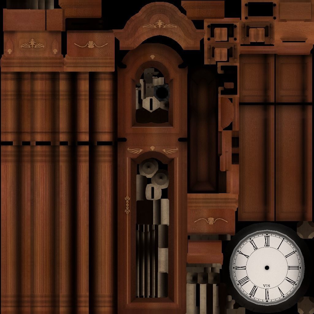 Clocks collection wall clock with roman numerals Low-poly 3D model_16