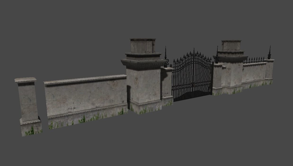 Gardenwall gate Low-poly 3D model_2