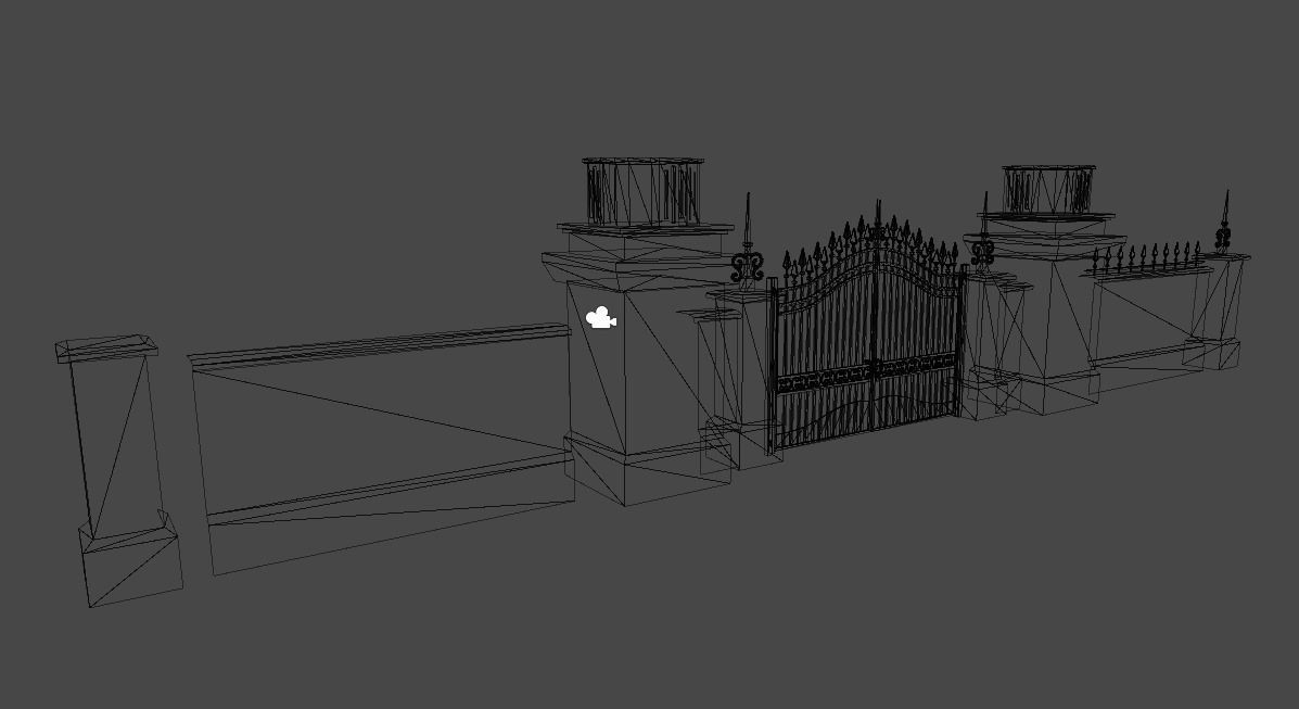 Gardenwall gate Low-poly 3D model_1