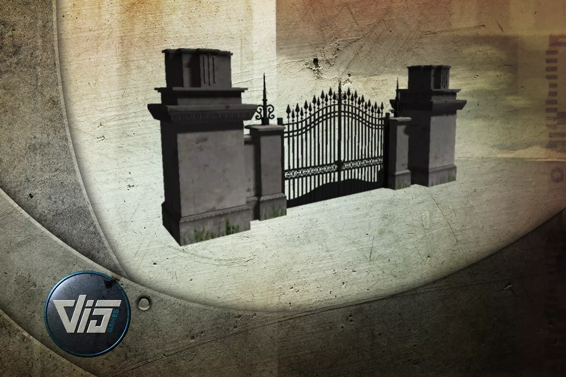 Gardenwall gate Low-poly 3D model_0