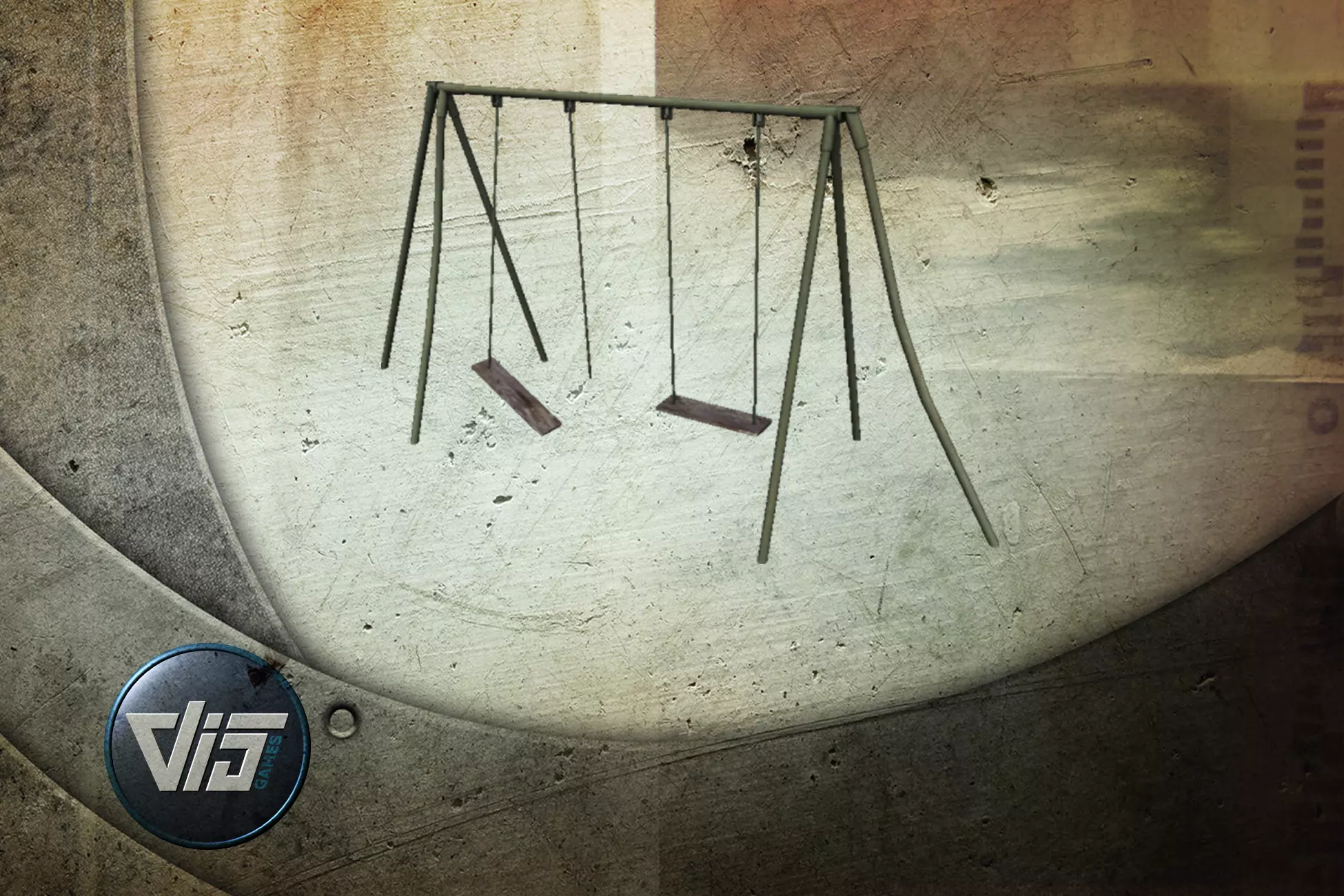 Old creepy swing Low-poly 3D model_0