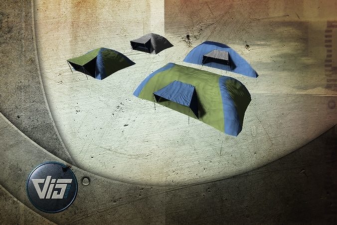 Tents four Free low-poly 3D model