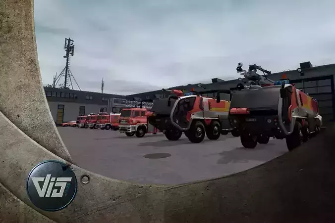 High detail german firetrucks 3D model
