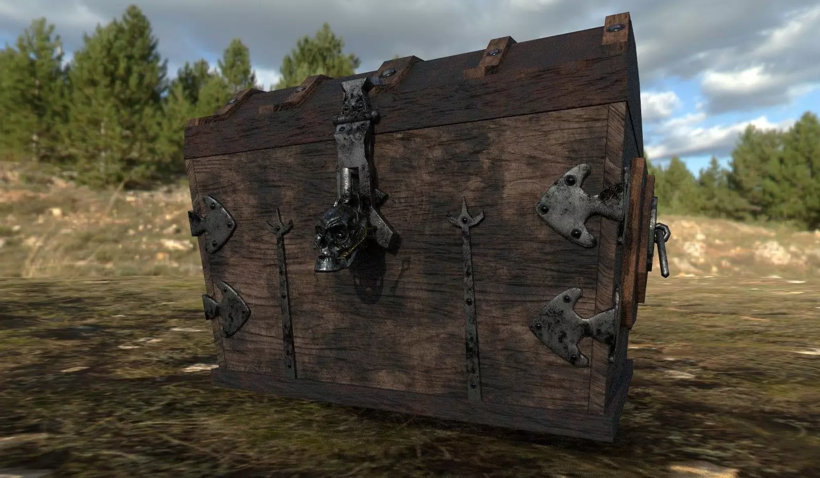 Pirate Chest Low-poly 3D model_0