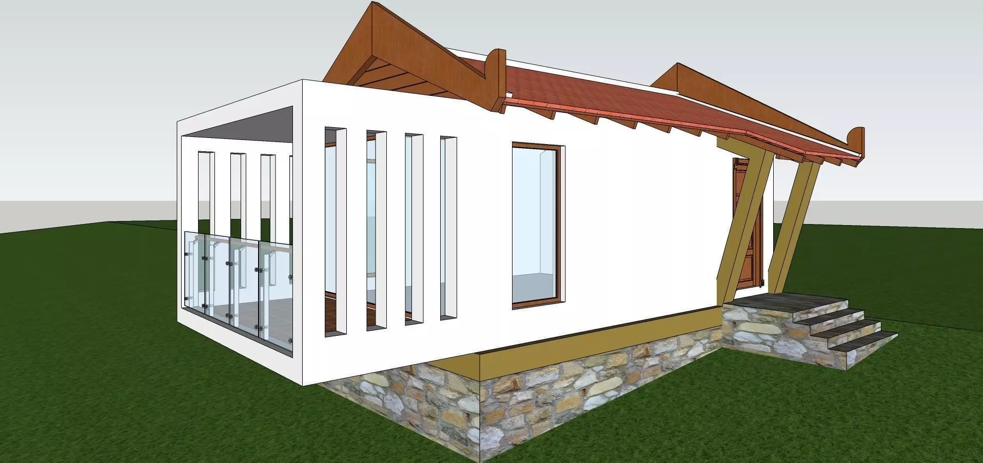 Bungalow on the hill side 3D model_0