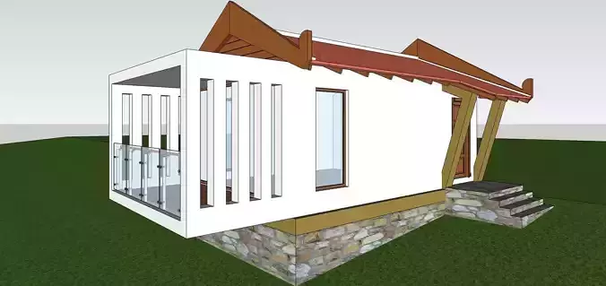 Bungalow on the hill side 3D model