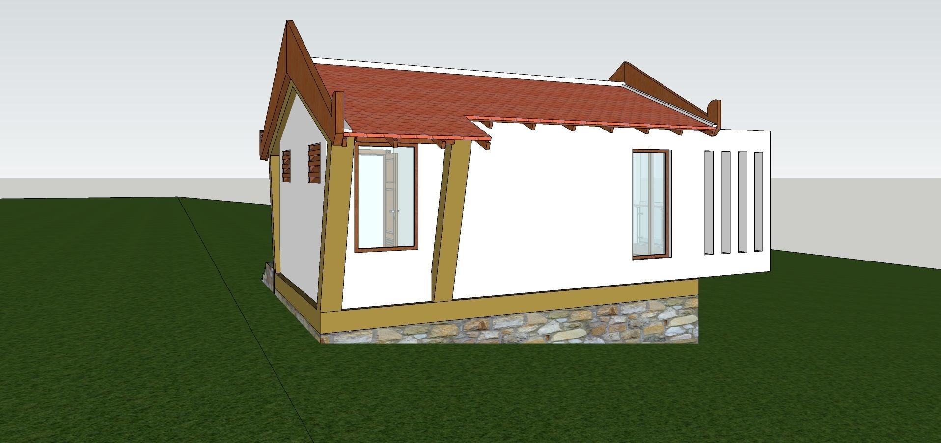 Bungalow on the hill side 3D model_2