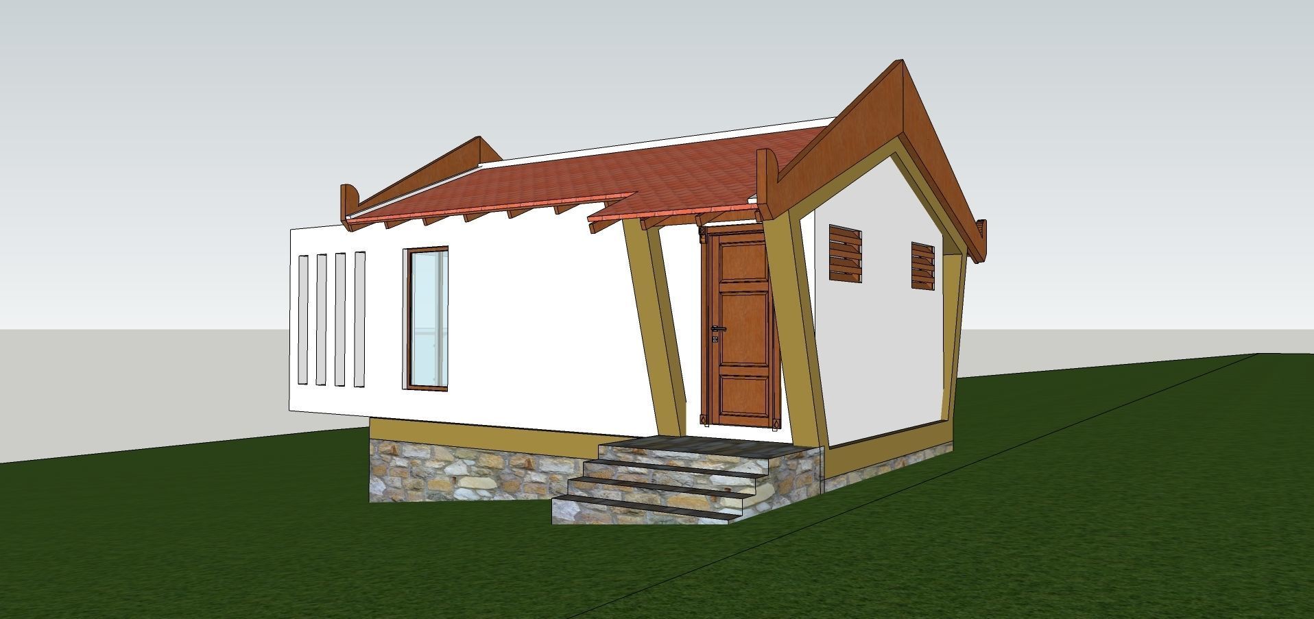 Bungalow on the hill side 3D model_1