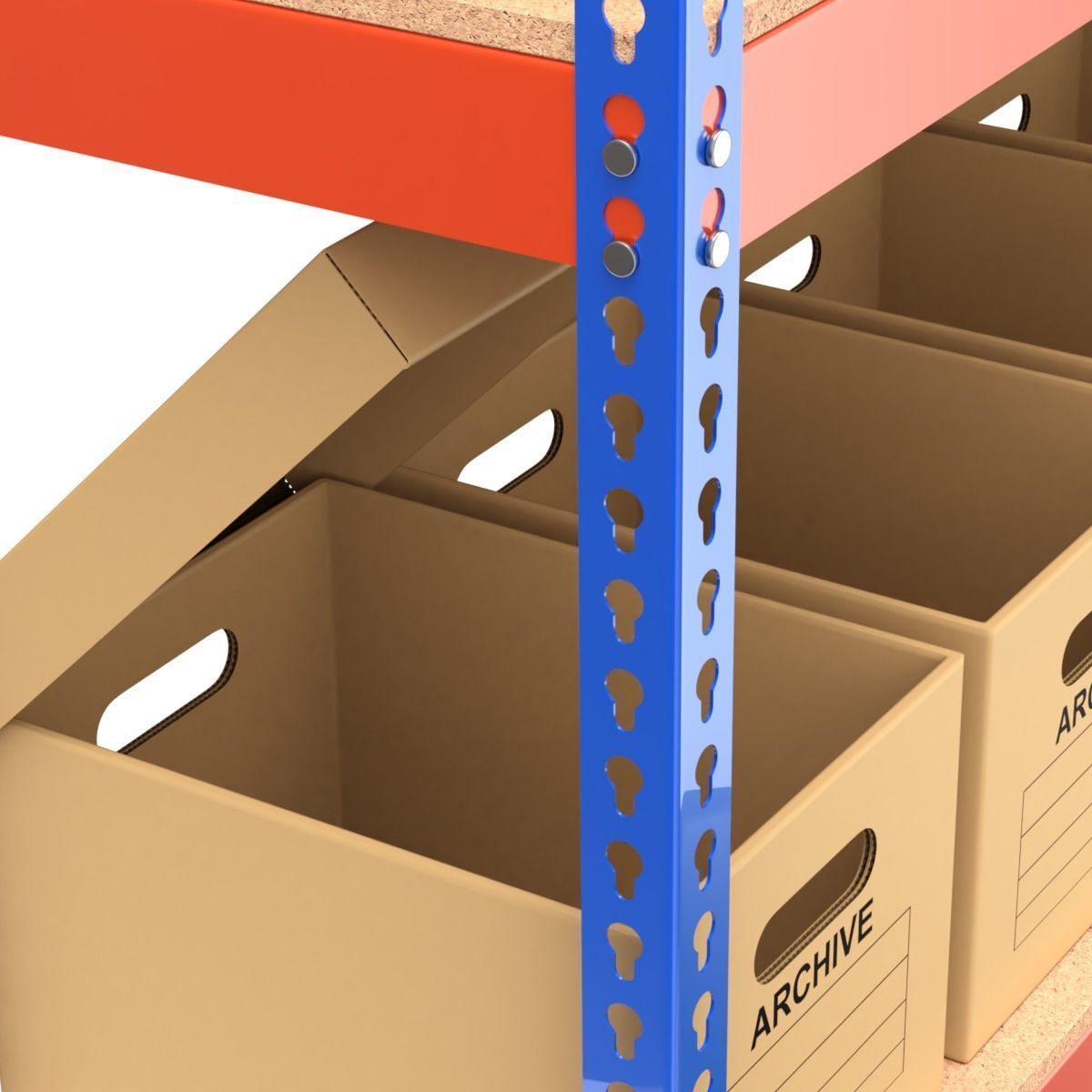 Storage Boxes with Metal Rack 3D model_6