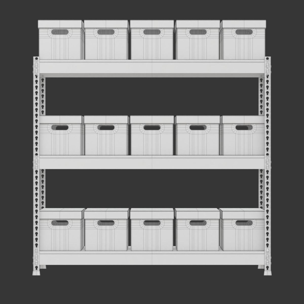 Storage Boxes with Metal Rack 3D model_13