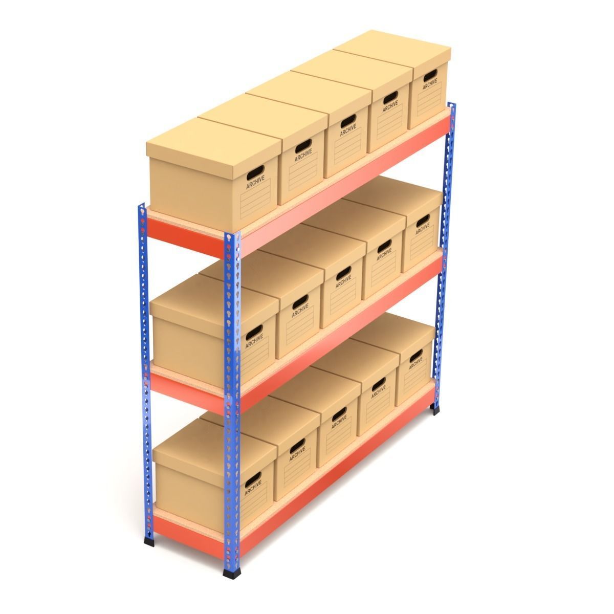 Storage Boxes with Metal Rack 3D model_2