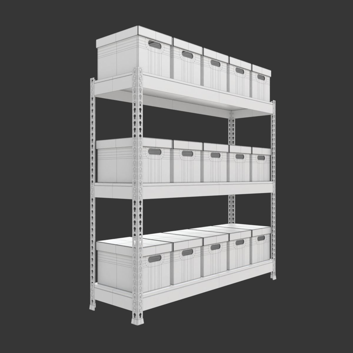 Storage Boxes with Metal Rack 3D model_18