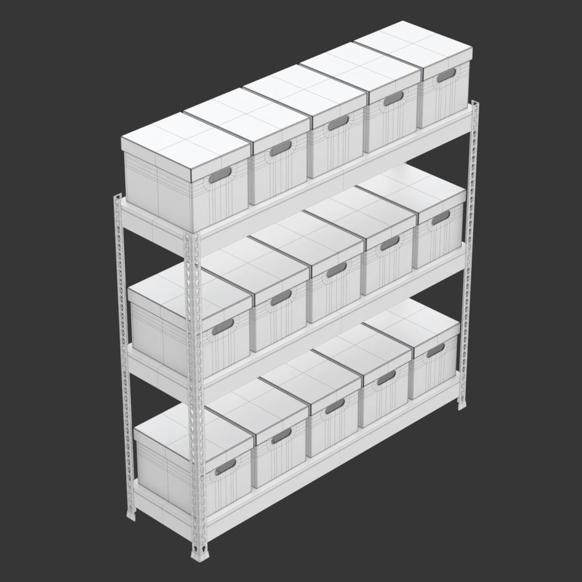 Storage Boxes with Metal Rack 3D model_14