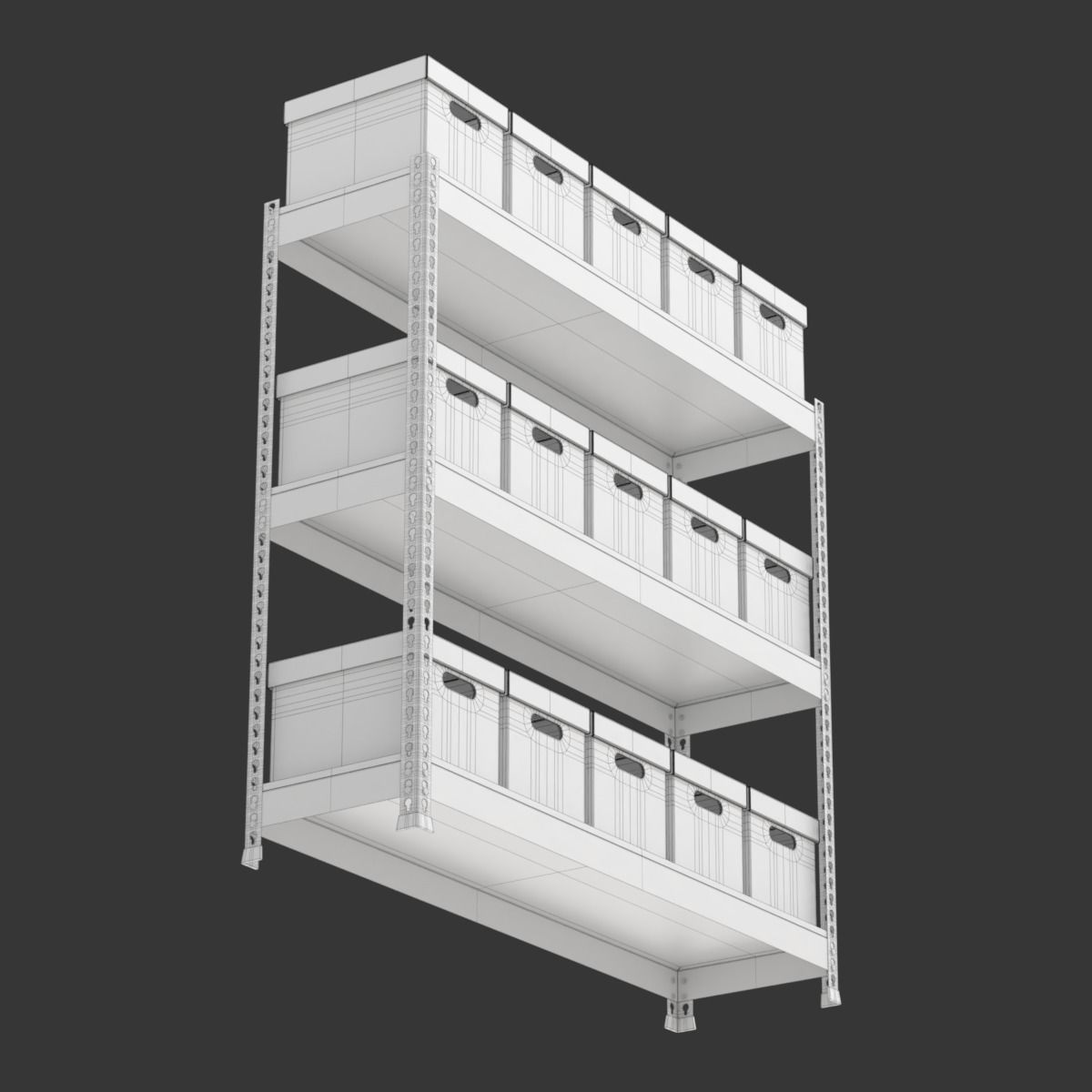 Storage Boxes with Metal Rack 3D model_15