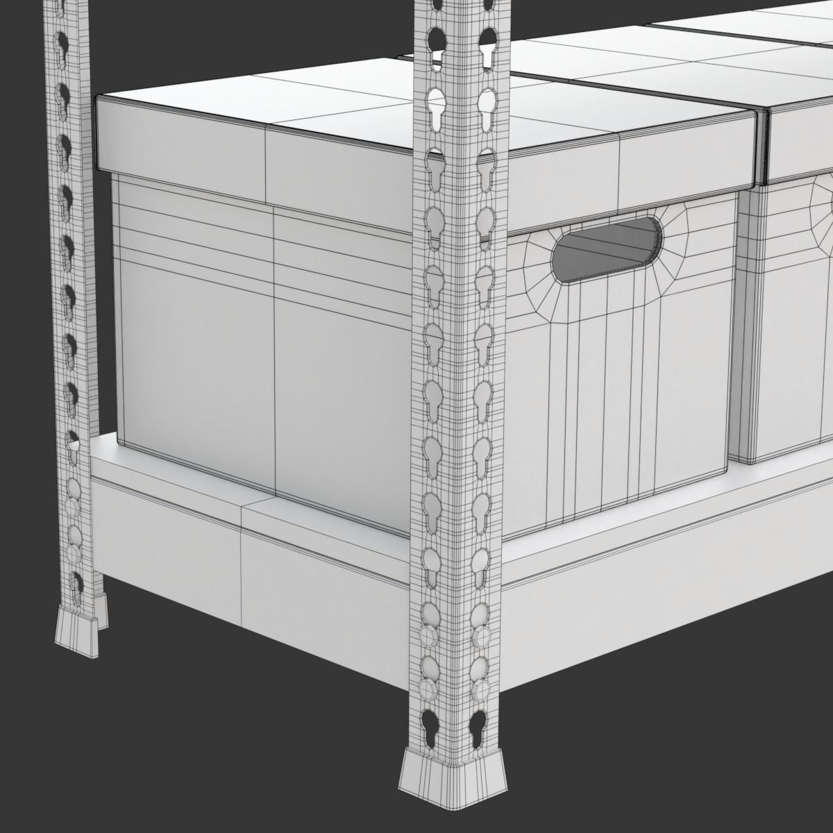 Storage Boxes with Metal Rack 3D model_21