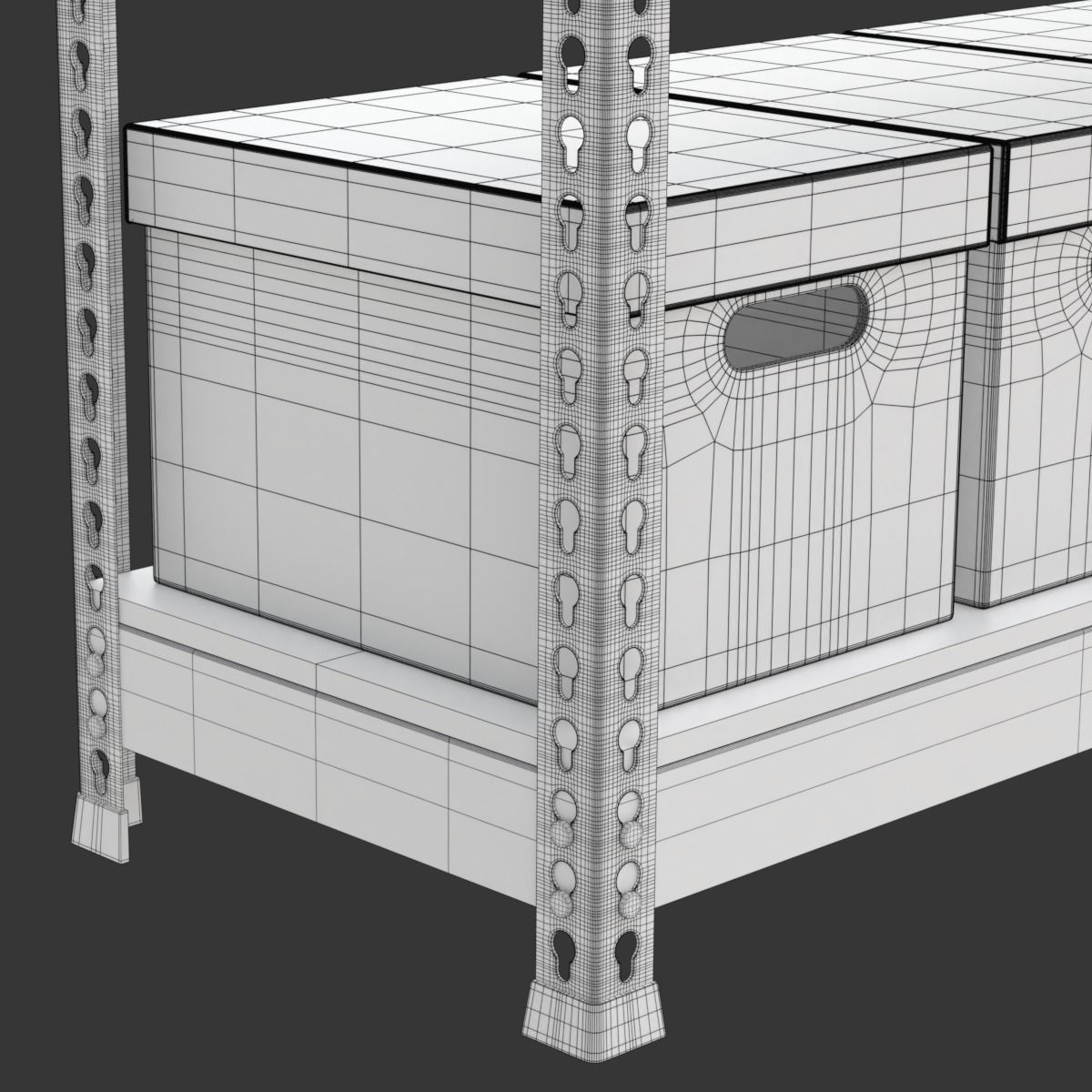 Storage Boxes with Metal Rack 3D model_17