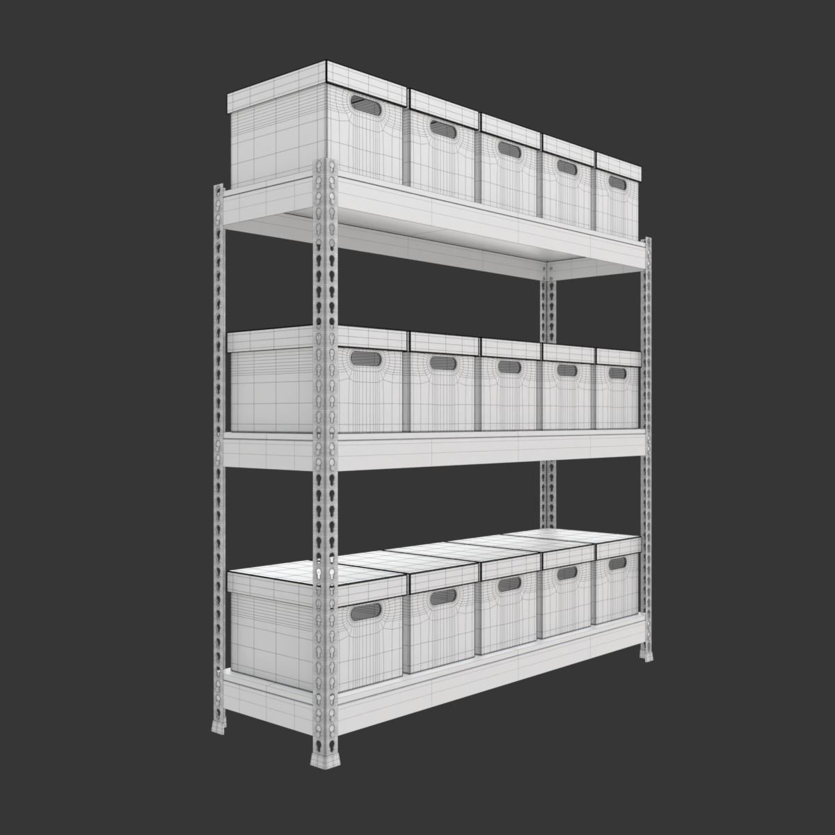 Storage Boxes with Metal Rack 3D model_16
