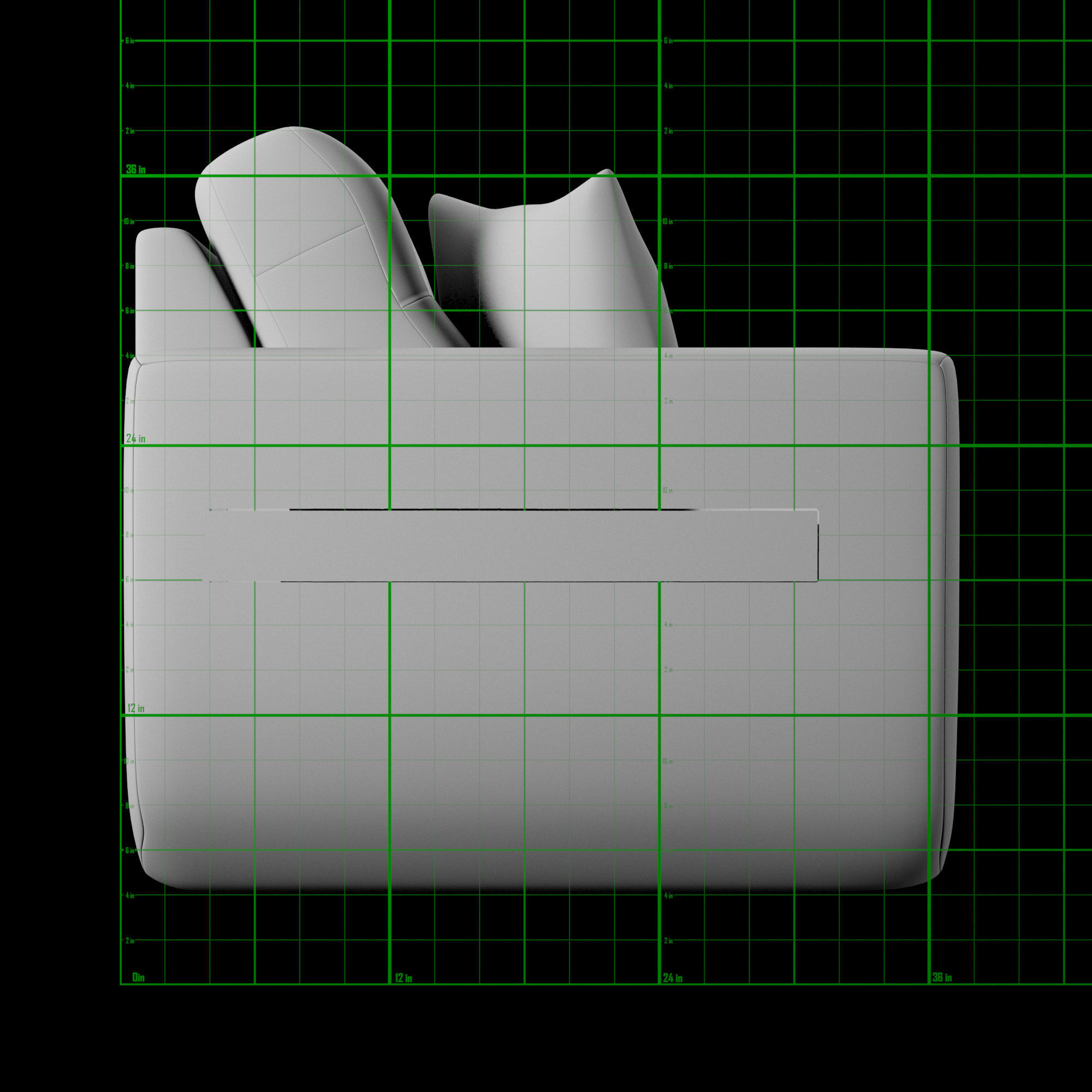 SOFA002 loveseat with pillows Free 3D model_8