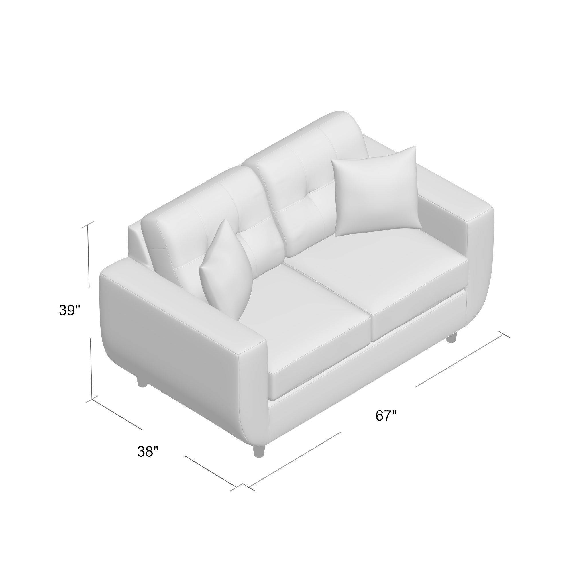 SOFA002 loveseat with pillows Free 3D model_5