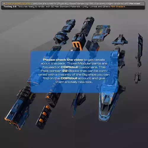 Spaceships Modulars Pack Low-poly 3D model