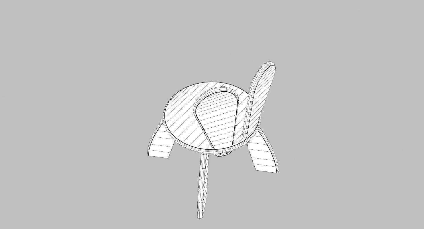 Kid Wooden Minimalistic Chair Low-poly 3D model_12