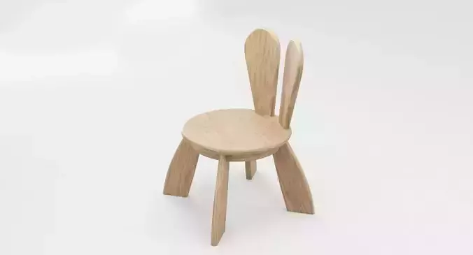 Kid Wooden Minimalistic Chair Low-poly 3D model