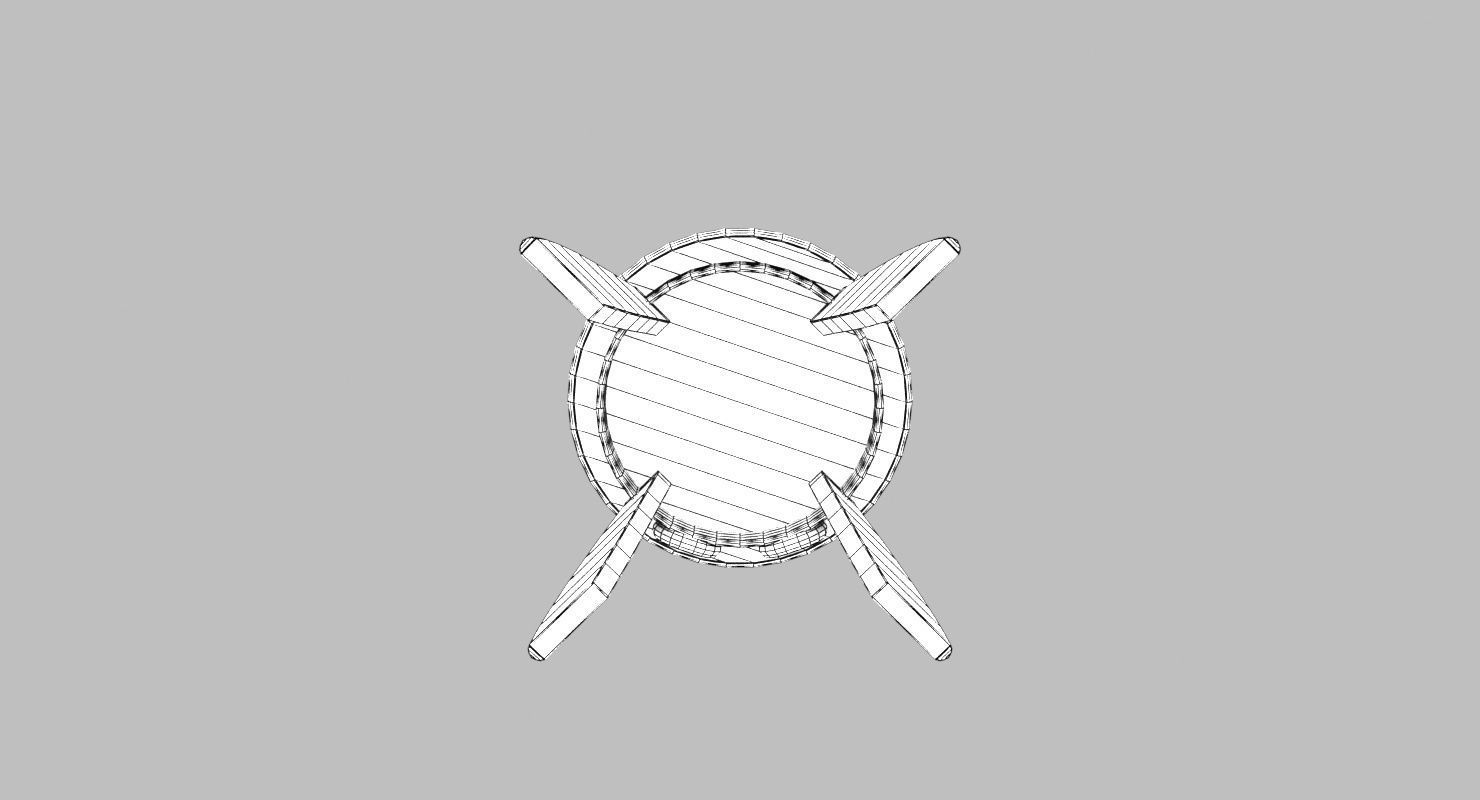 Kid Wooden Minimalistic Chair Low-poly 3D model_9