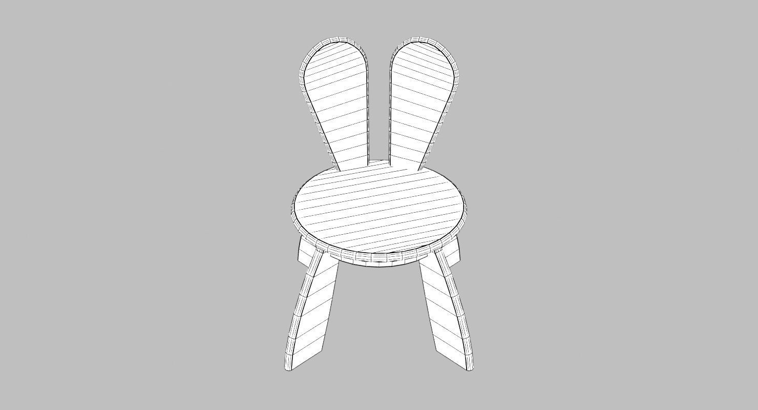 Kid Wooden Minimalistic Chair Low-poly 3D model_10