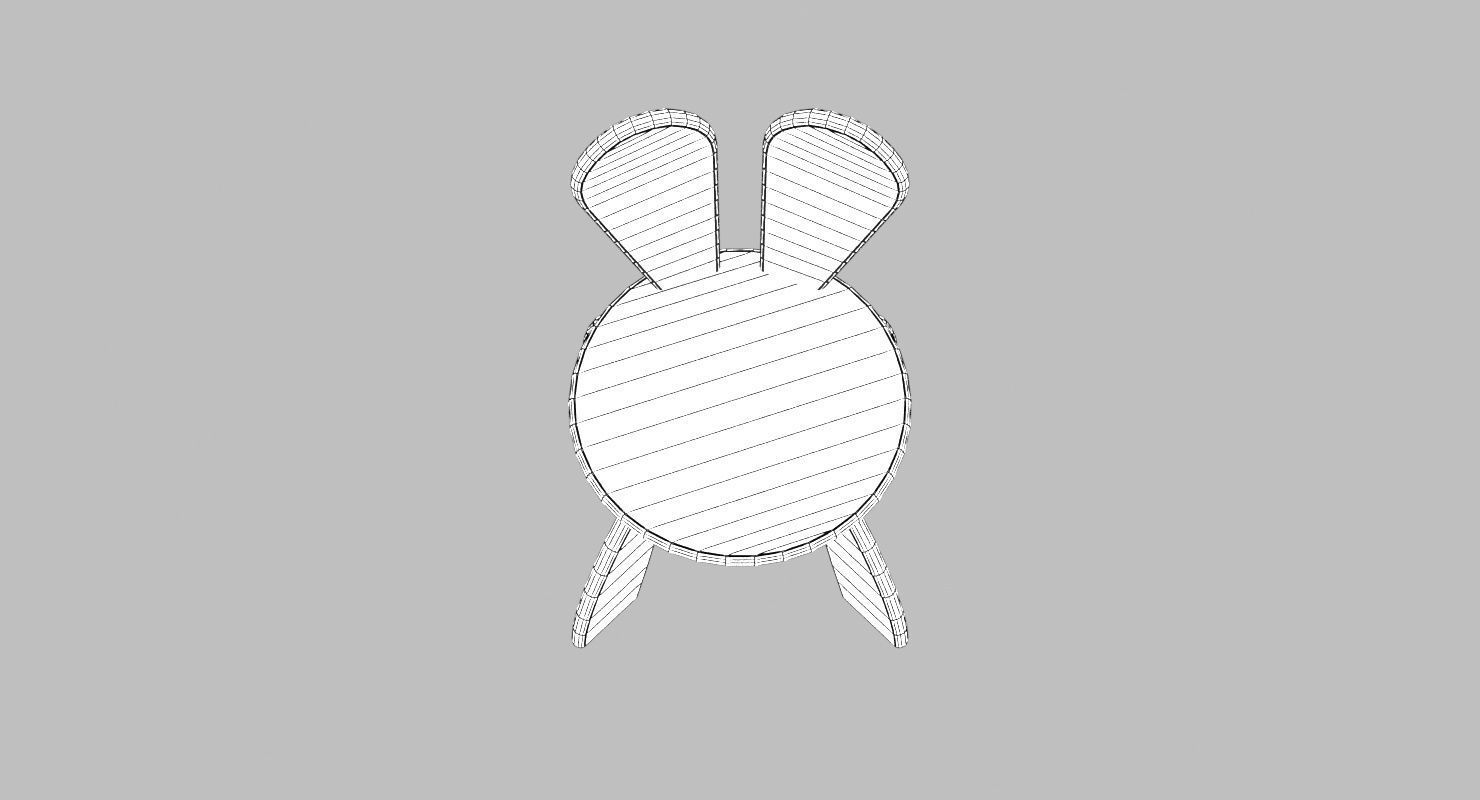 Kid Wooden Minimalistic Chair Low-poly 3D model_11