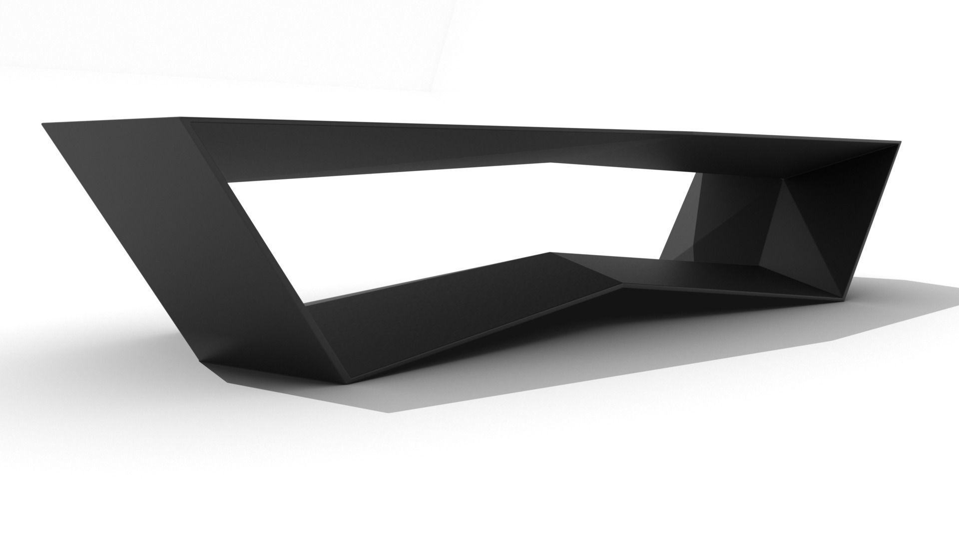 Sleek Ridged Base Coffee Table Low-poly 3D model_2