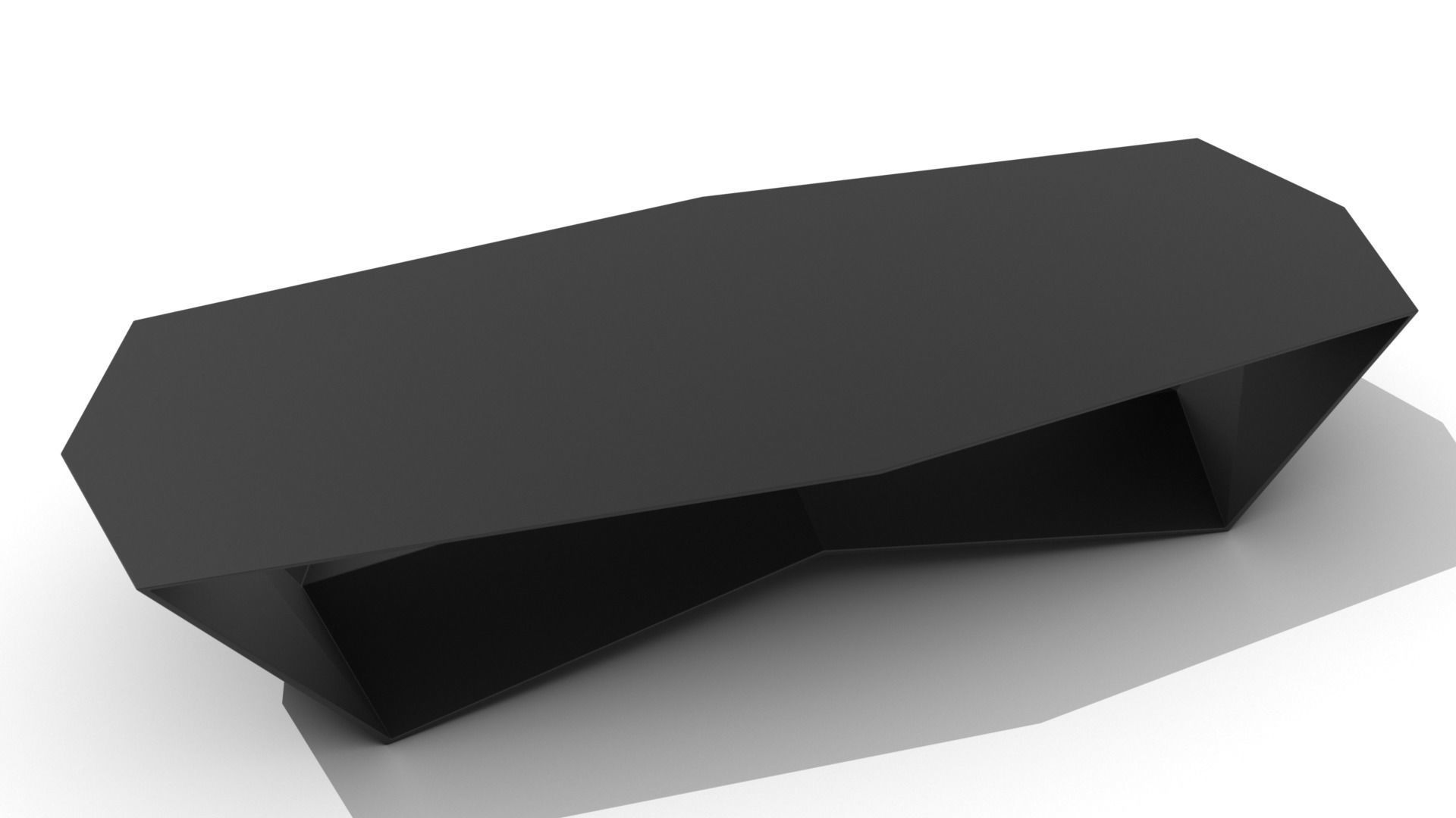 Sleek Ridged Base Coffee Table Low-poly 3D model_1