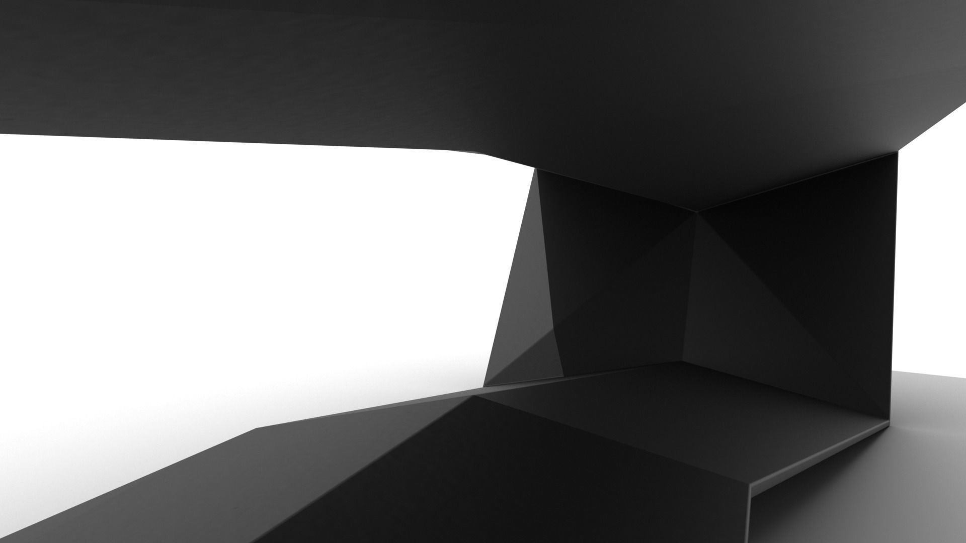 Sleek Ridged Base Coffee Table Low-poly 3D model_5