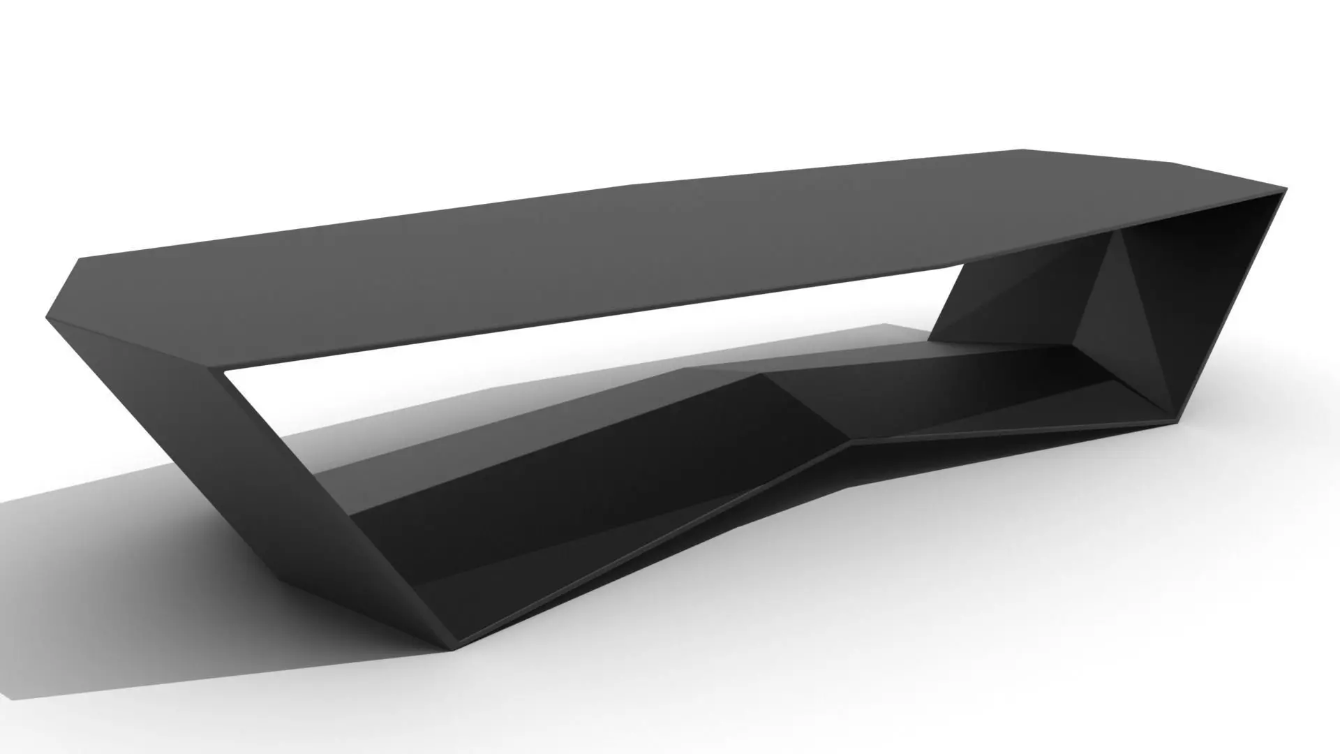 Sleek Ridged Base Coffee Table Low-poly 3D model_0