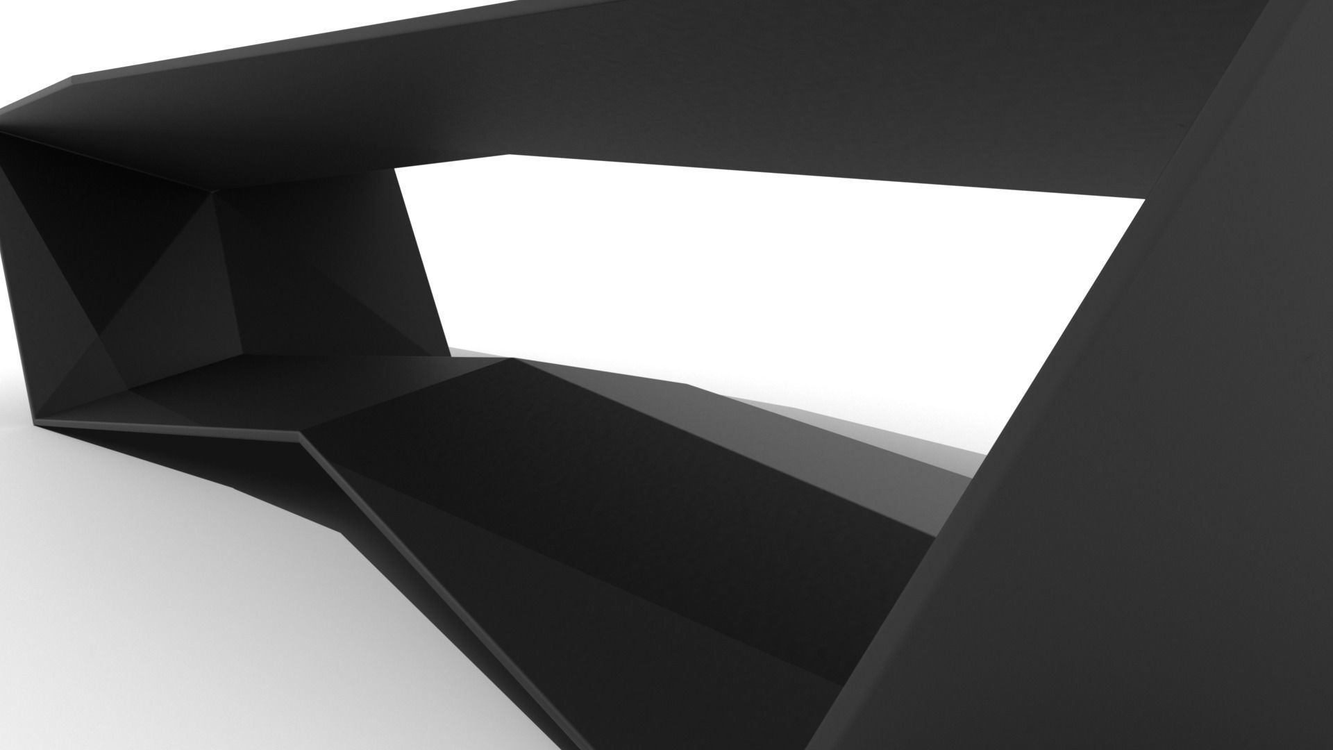 Sleek Ridged Base Coffee Table Low-poly 3D model_7