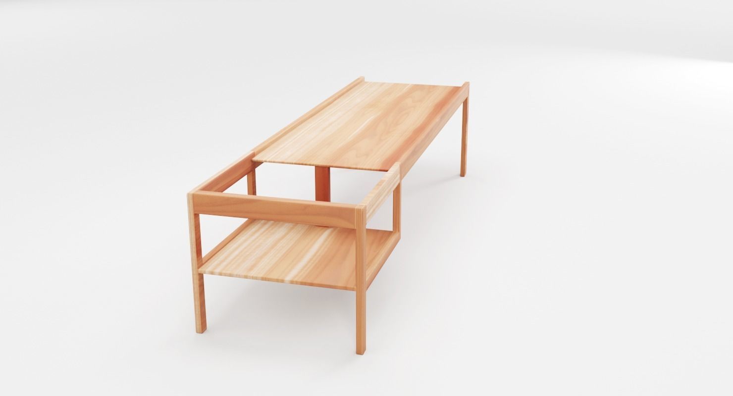  Wooden Childrens Table Low-poly 3D model_3