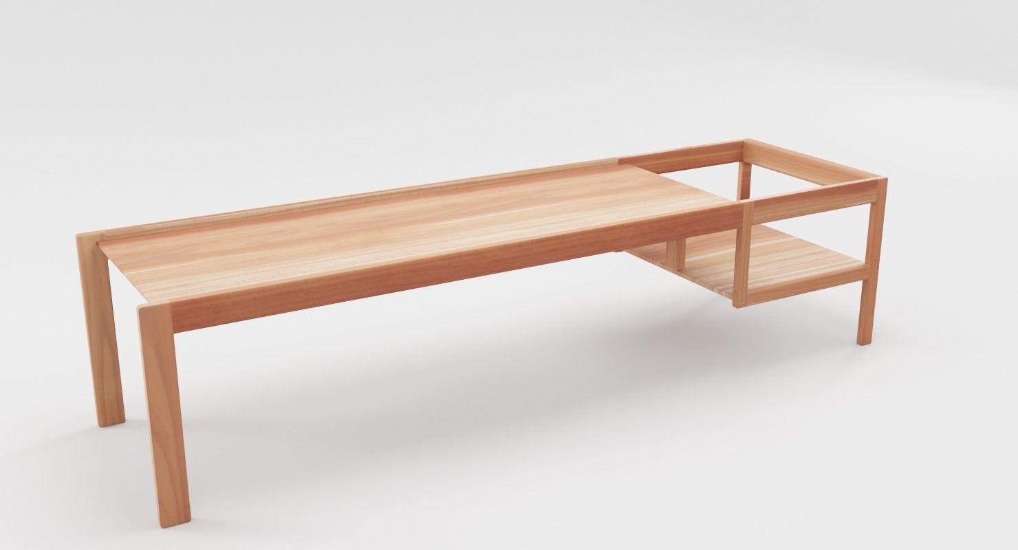  Wooden Childrens Table Low-poly 3D model_2