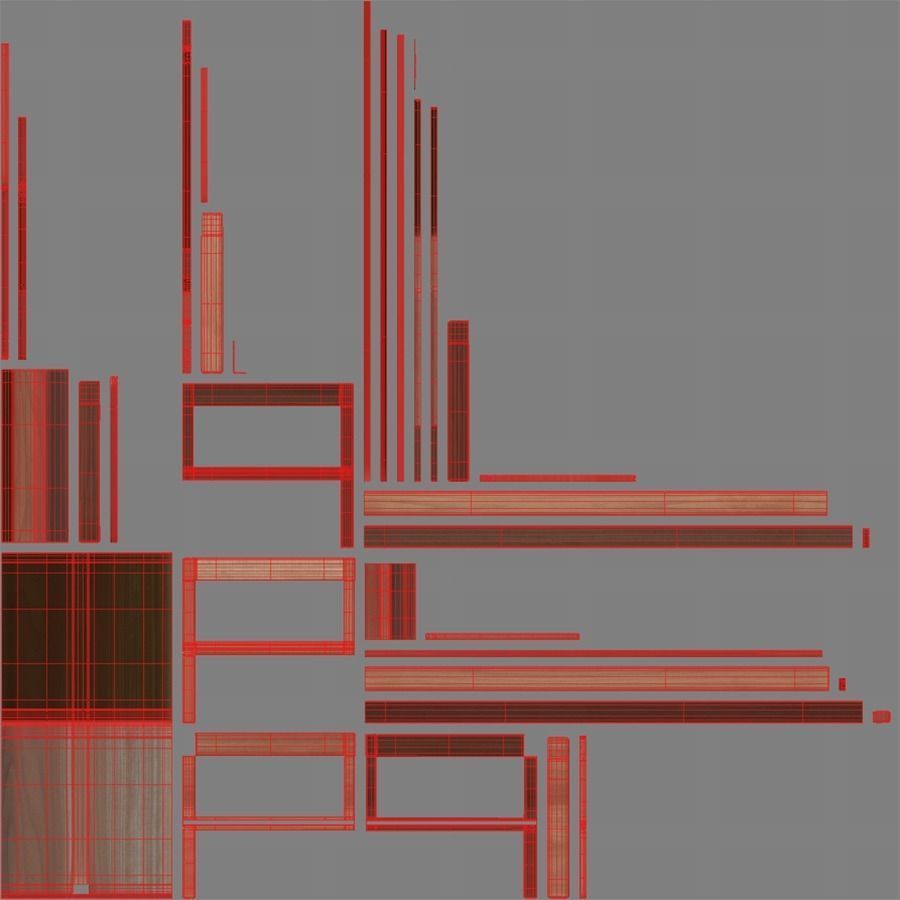  Wooden Childrens Table Low-poly 3D model_7