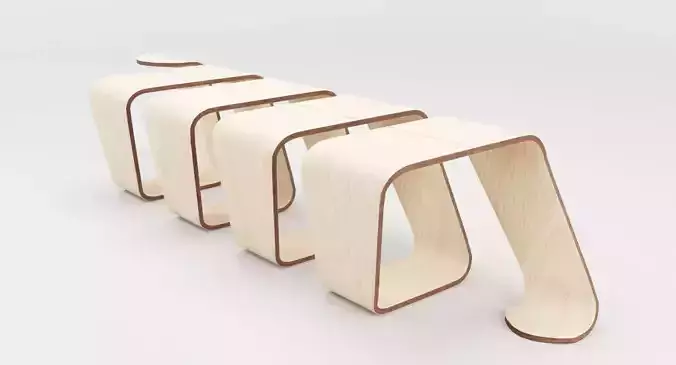 Designer Wooden Bench-Spiral Low-poly 3D model Designer Wooden Bench-Spiral Low-poly 3D model