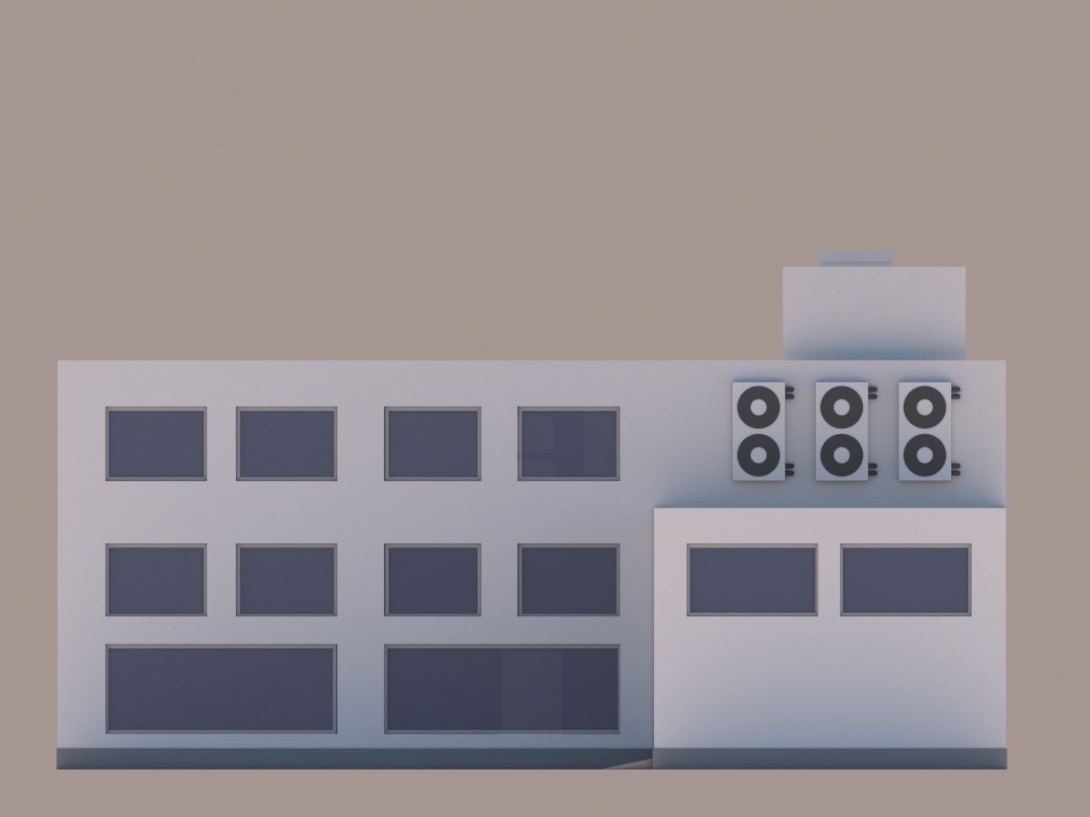 Cartoon Low Poly Hospital Building Low-poly 3D model_10