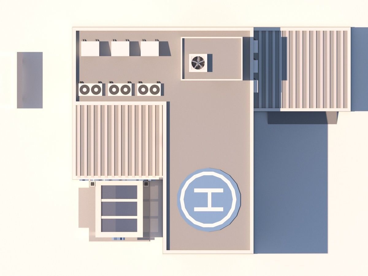 Cartoon Low Poly Hospital Building Low-poly 3D model_4