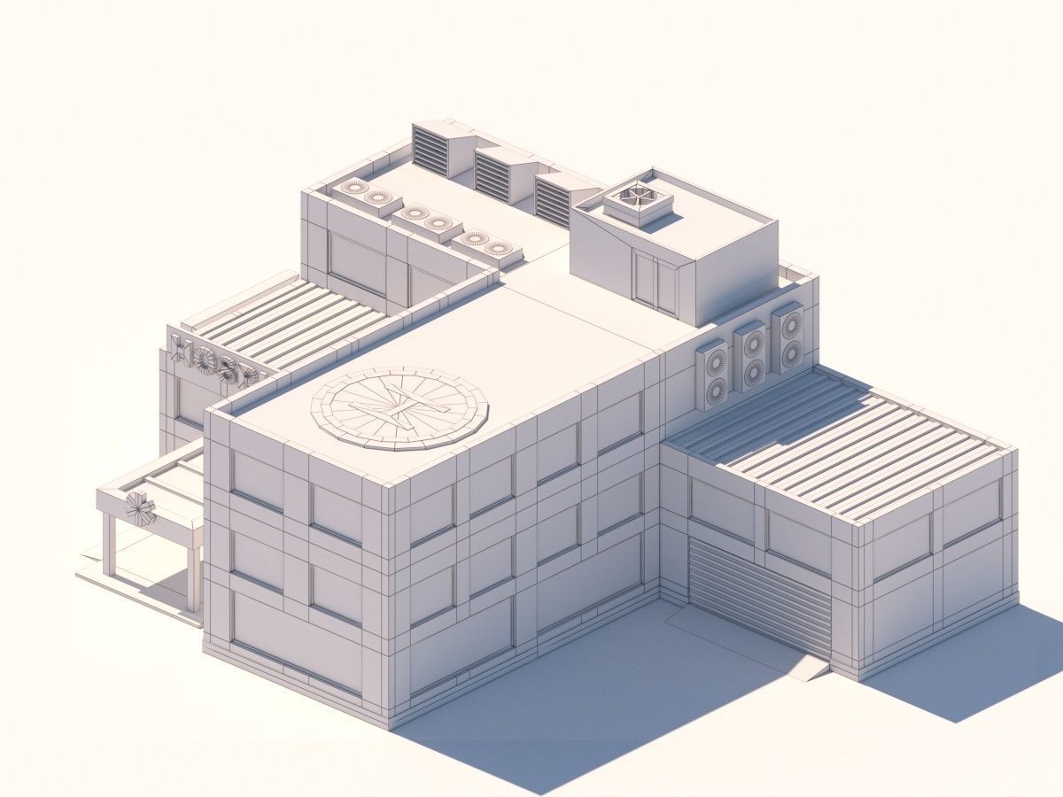 Cartoon Low Poly Hospital Building Low-poly 3D model_3