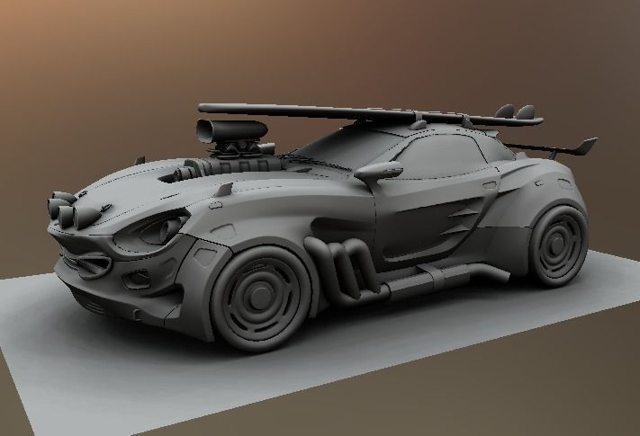 Vulture Scifi Car Concept Low-poly 3D model_7