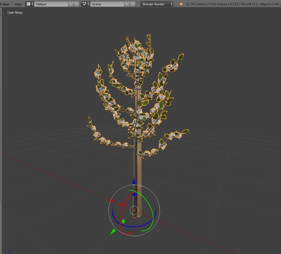 Small Pear Tree Spring 2 Meter Low-poly 3D model_11