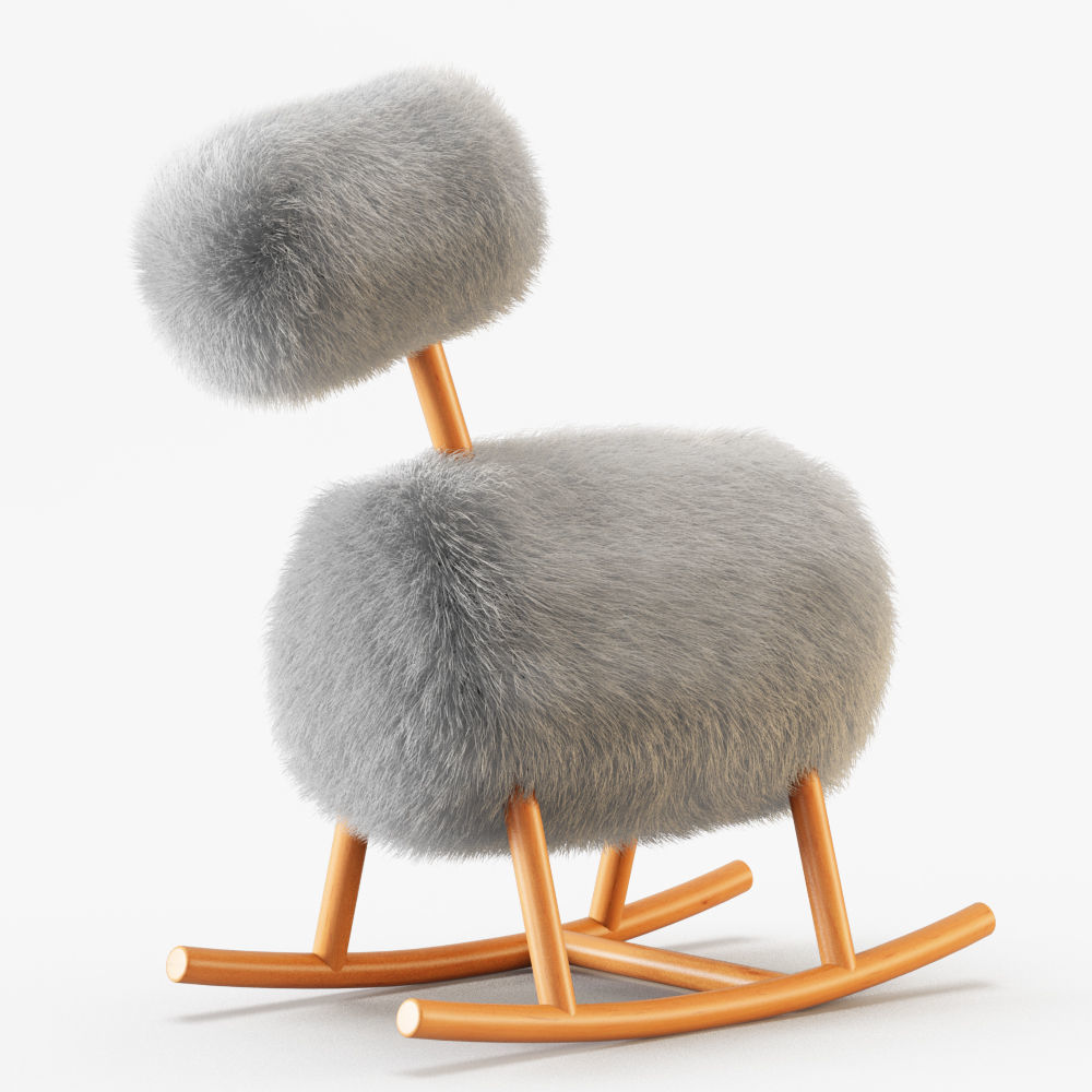 HiHo Sheepskin Rocker 3D model_1