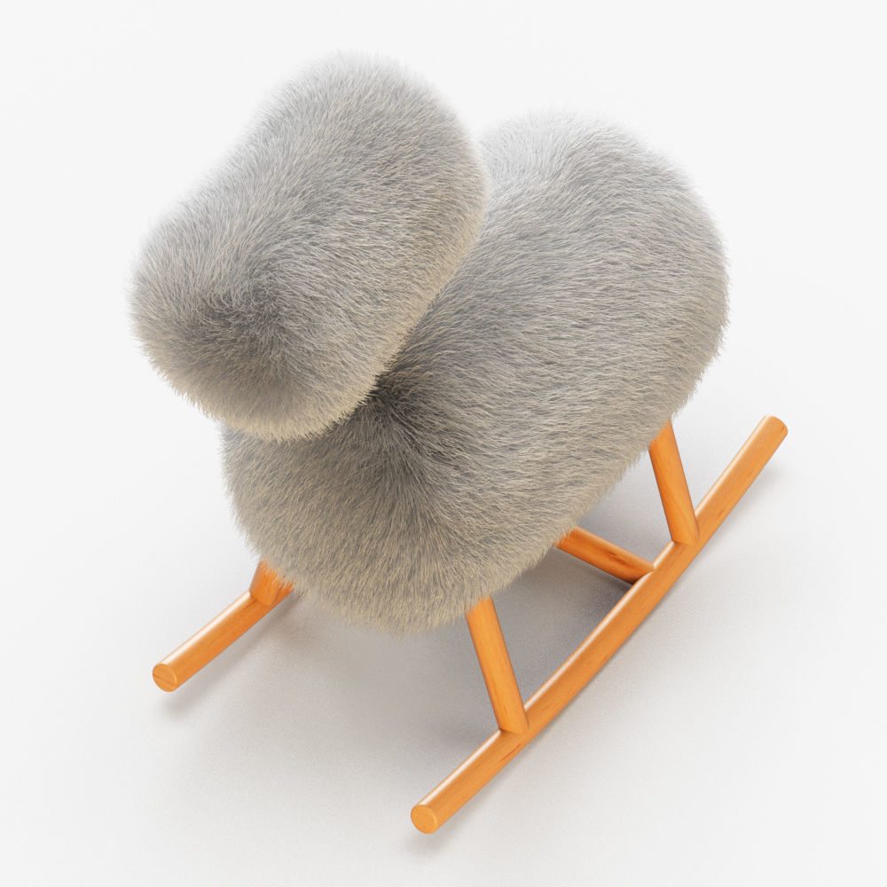 HiHo Sheepskin Rocker 3D model_2
