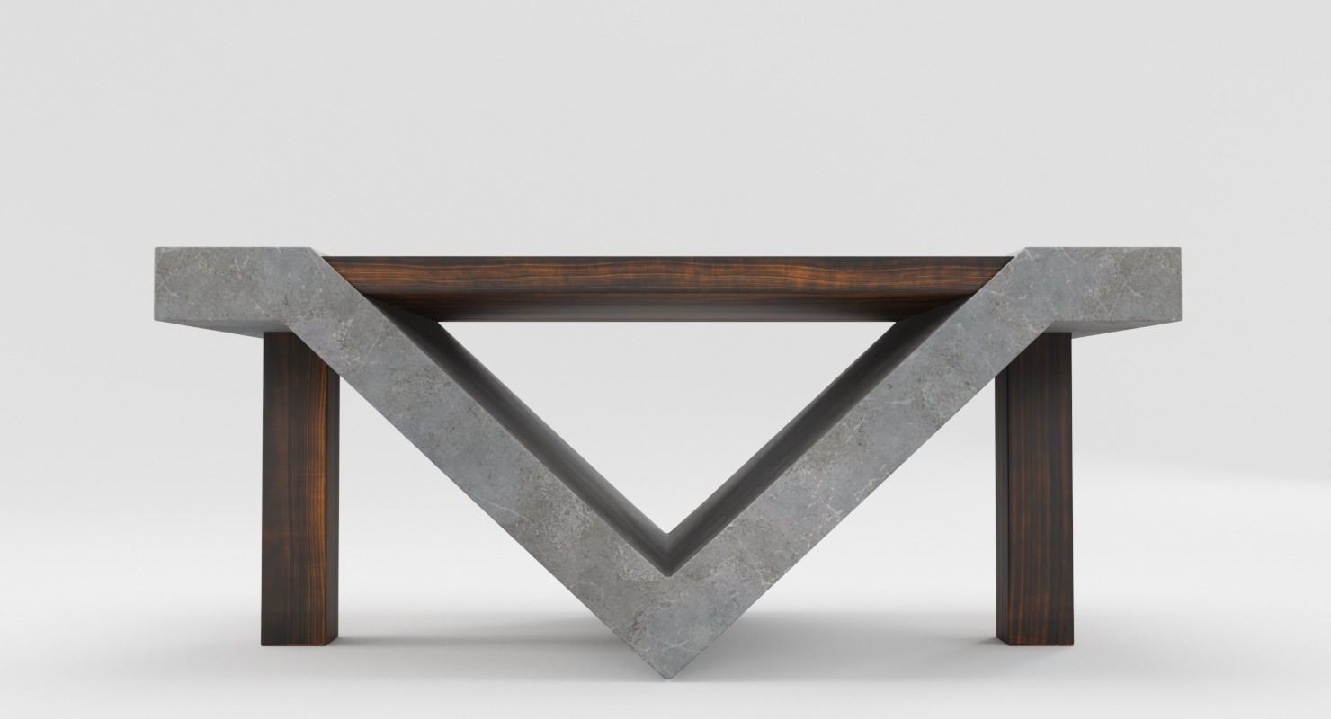 Loft Beton Table Low-poly 3D model_3