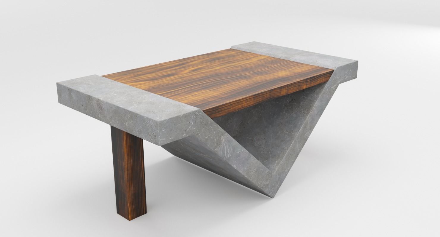 Loft Beton Table Low-poly 3D model_6