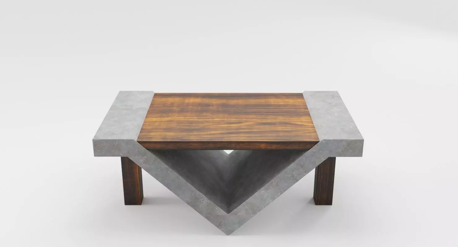 Loft Beton Table Low-poly 3D model_0