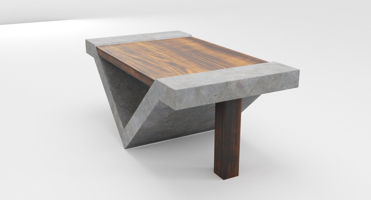 Loft Beton Table Low-poly 3D model_4